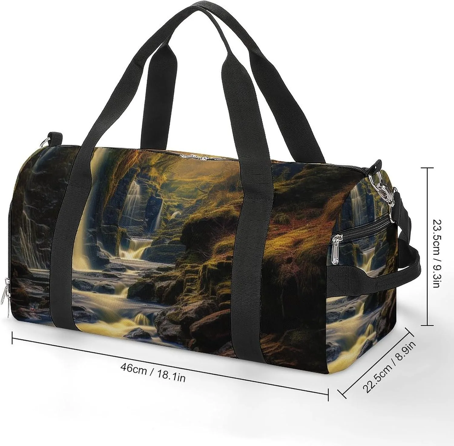 Gym Bag Milky Way Falls Duffel Bag for Men Women Travel Overnight Bag with Shoe Compartment Workout Bags