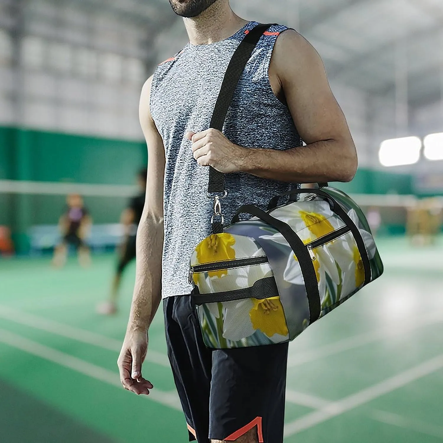 Gym Bag Narcissus Flowers Duffel Bag for Men Women Travel Overnight Bag with Shoe Compartment Workout Bags