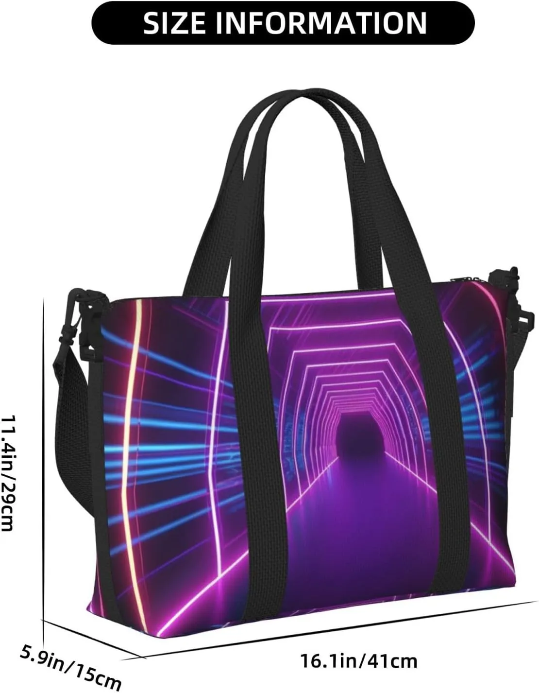 Gym Bag Neon Lights Tunnel Duffel Bag for Men Women Travel Overnight Bag with Shoe Compartment Workout Bags