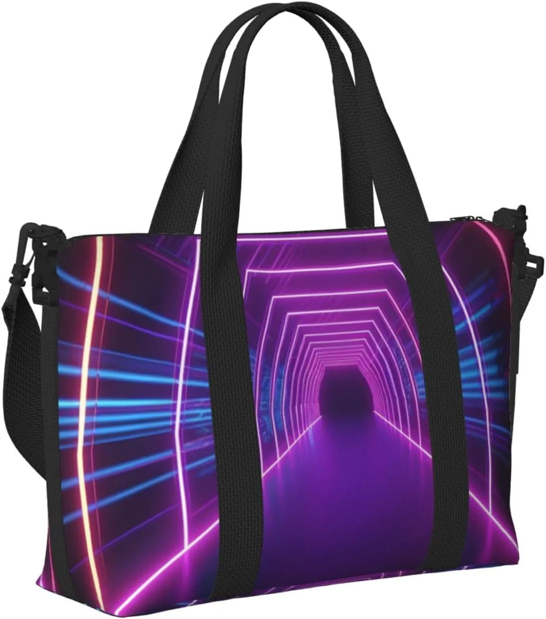 Gym Bag Neon Lights Tunnel Duffel Bag for Men Women Travel Overnight Bag with Shoe Compartment Workout Bags