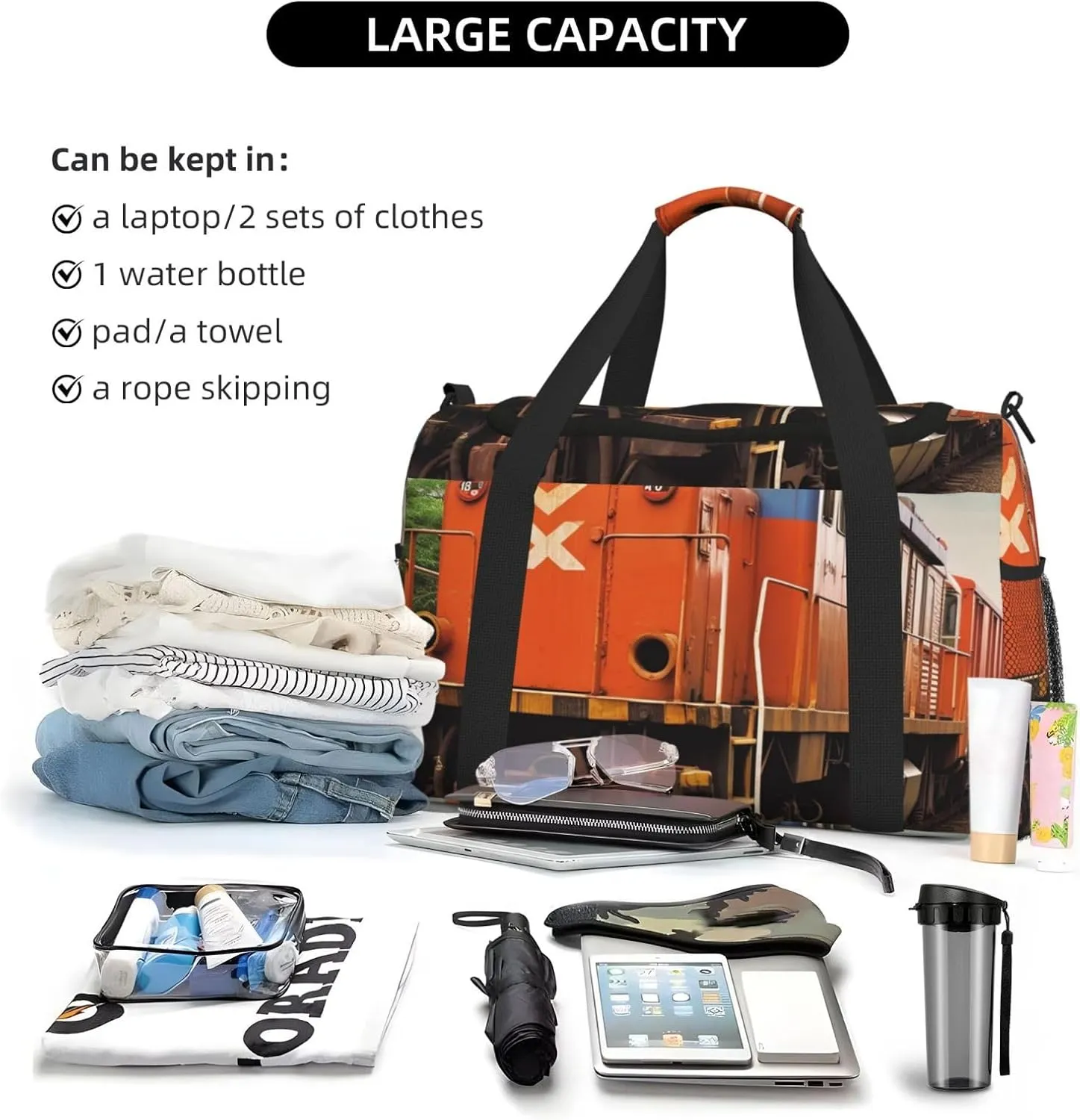 Gym Bag Train Duffel Bag for Men Women Travel Overnight Bag with Shoe Compartment Workout Bags
