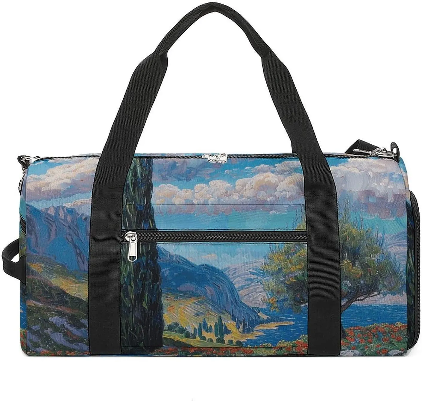 Gym Bags for Men Women Cypress Trees Outdoors Duffle Bag Travel Overnight Bag with Shoe Compartment Tote Bags