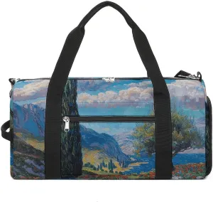 Gym Bags for Men Women Cypress Trees Outdoors Duffle Bag Travel Overnight Bag with Shoe Compartment Tote Bags