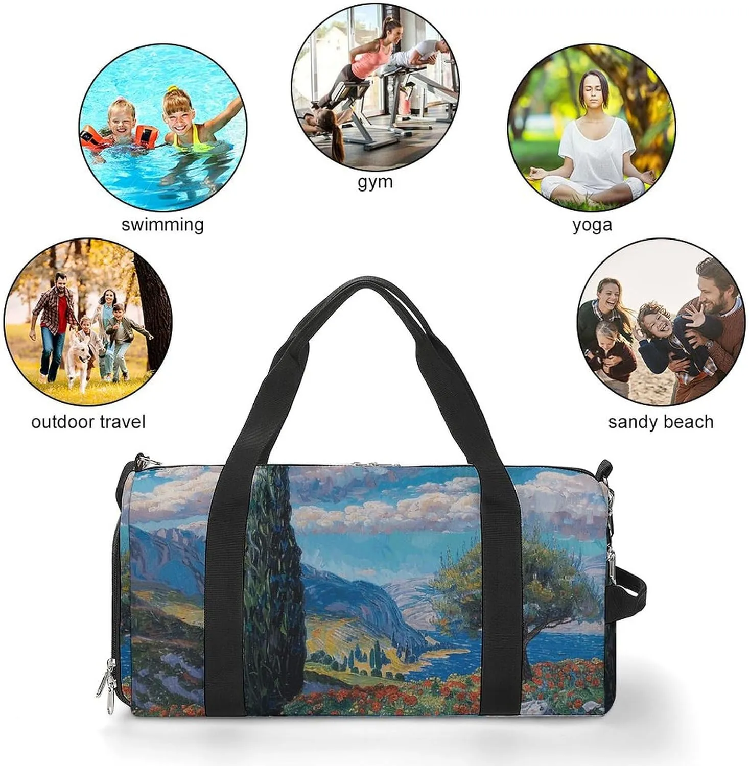 Gym Bags for Men Women Cypress Trees Outdoors Duffle Bag Travel Overnight Bag with Shoe Compartment Tote Bags