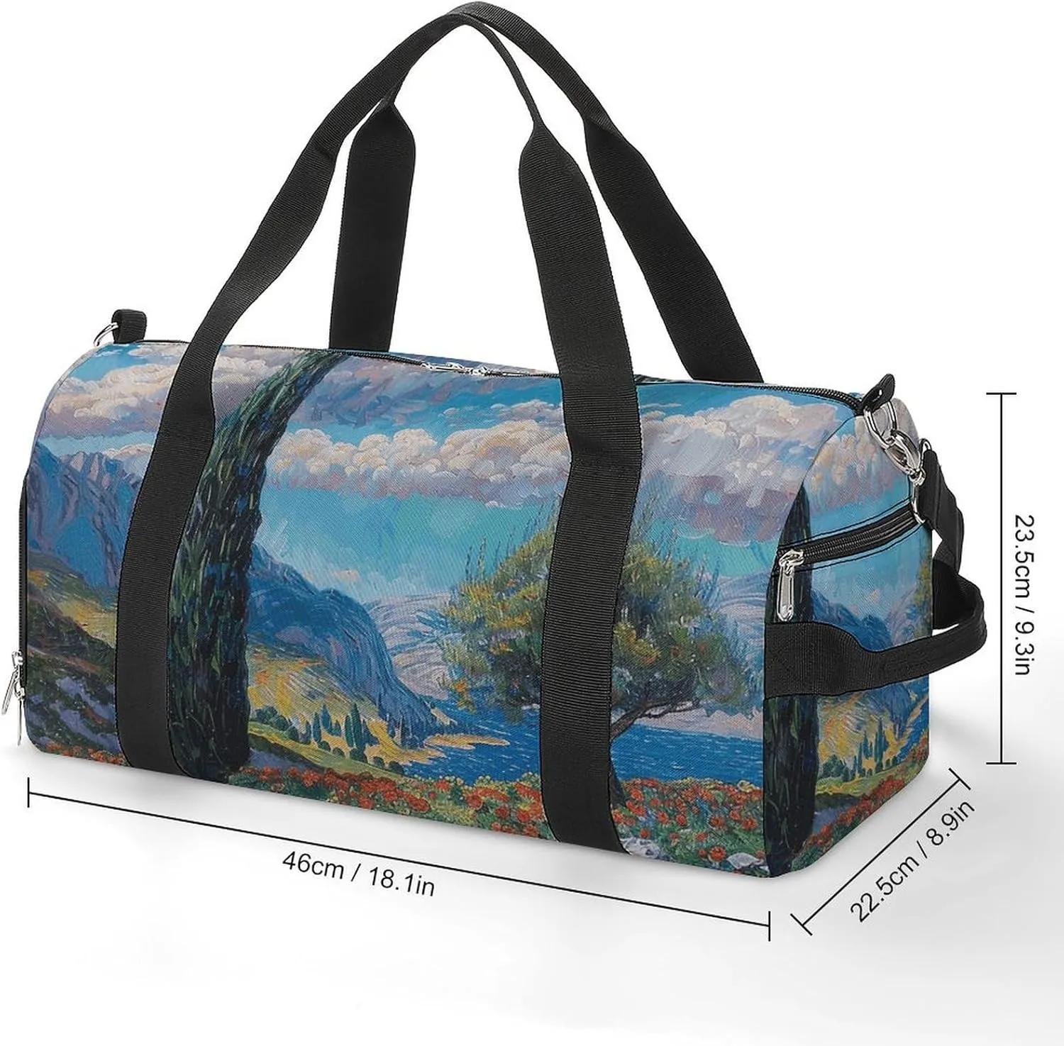 Gym Bags for Men Women Cypress Trees Outdoors Duffle Bag Travel Overnight Bag with Shoe Compartment Tote Bags