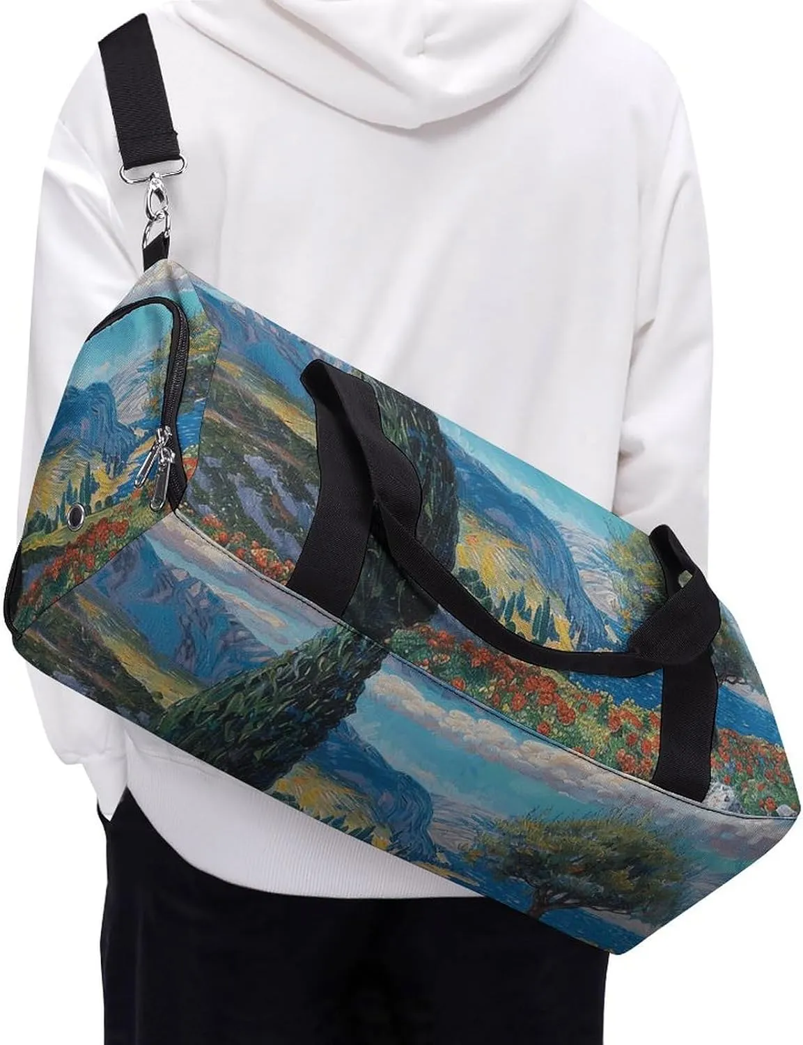 Gym Bags for Men Women Cypress Trees Outdoors Duffle Bag Travel Overnight Bag with Shoe Compartment Tote Bags