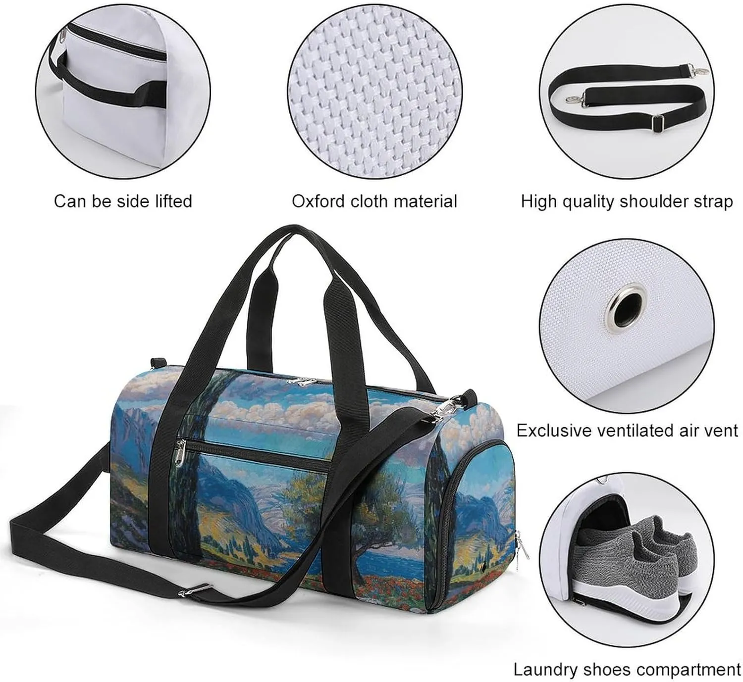 Gym Bags for Men Women Cypress Trees Outdoors Duffle Bag Travel Overnight Bag with Shoe Compartment Tote Bags