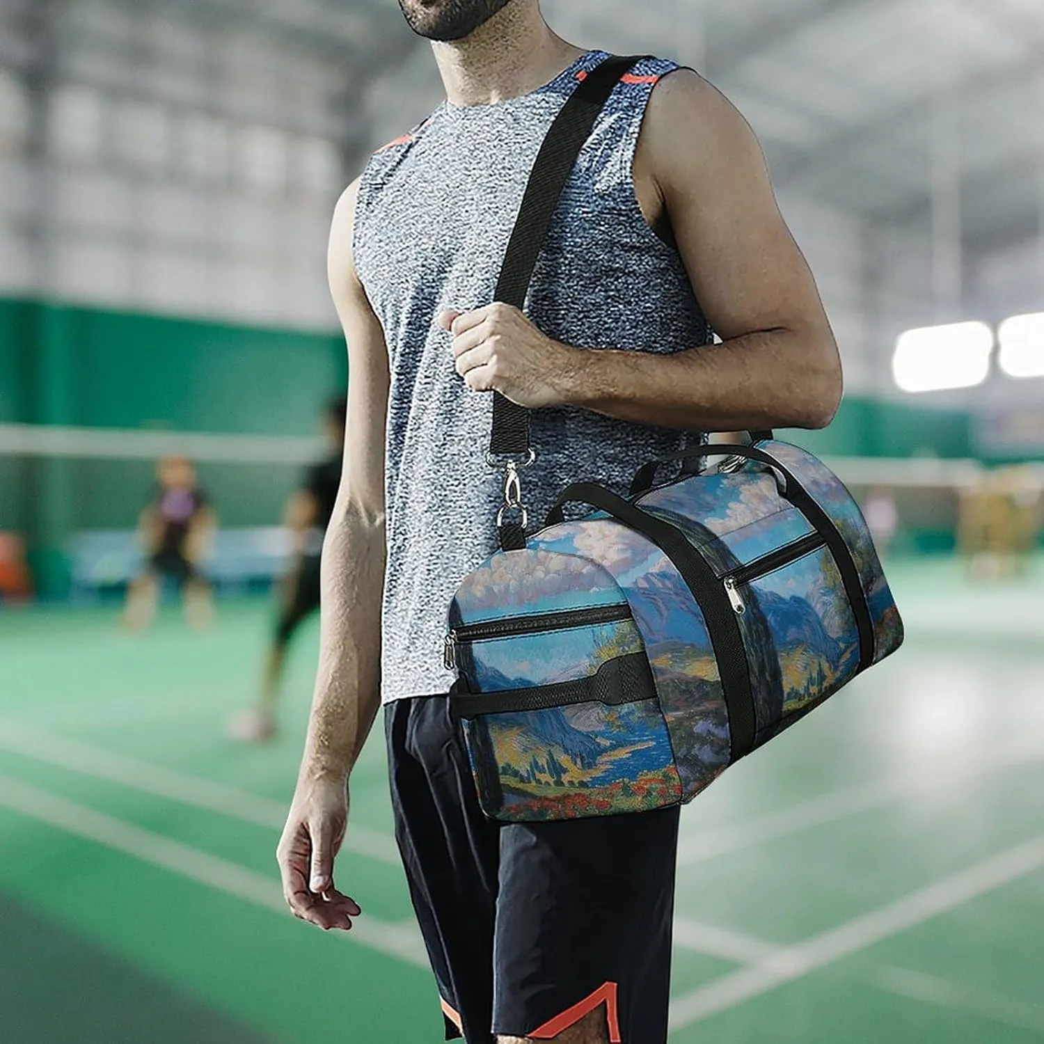 Gym Bags for Men Women Cypress Trees Outdoors Duffle Bag Travel Overnight Bag with Shoe Compartment Tote Bags