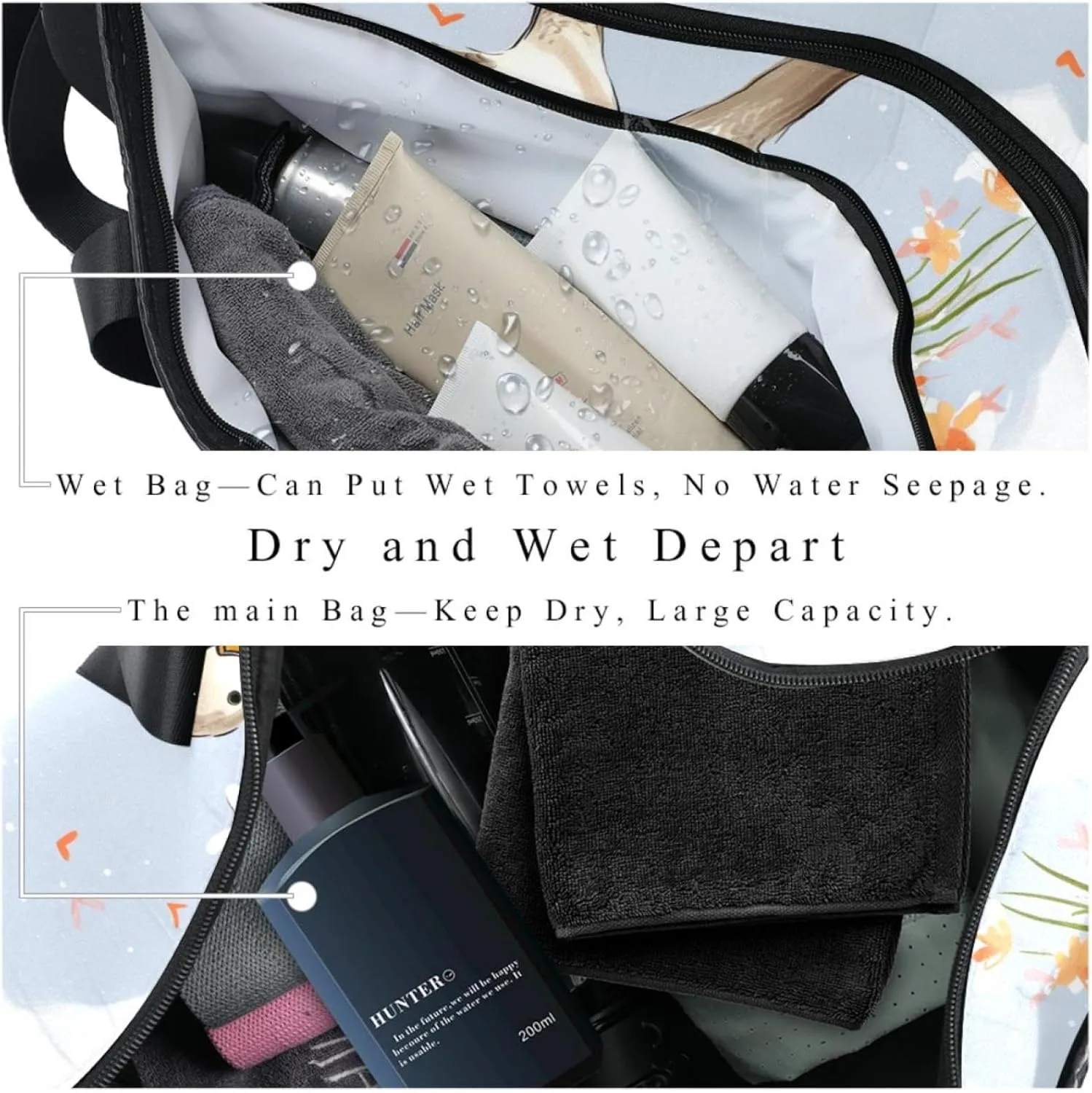 Gym Bags for Men,Travel Duffel Bags for Women,Couple Flower Goose,Workout Bag