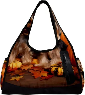 Gym Bags for Men,Travel Duffel Bags for Women,Vintage Pumpkins Pet Dog,Workout Bag