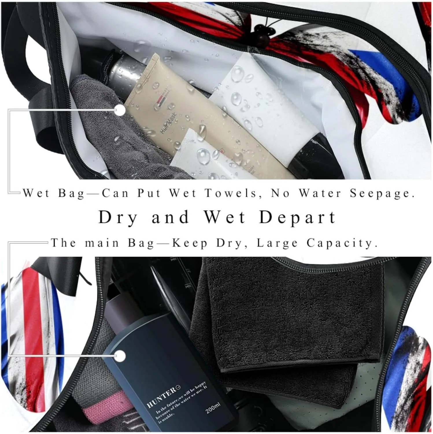 Gym Bags for Women,Duffle Bag for Travel,British Flag Butterfly Flying,Gym Bag for Men