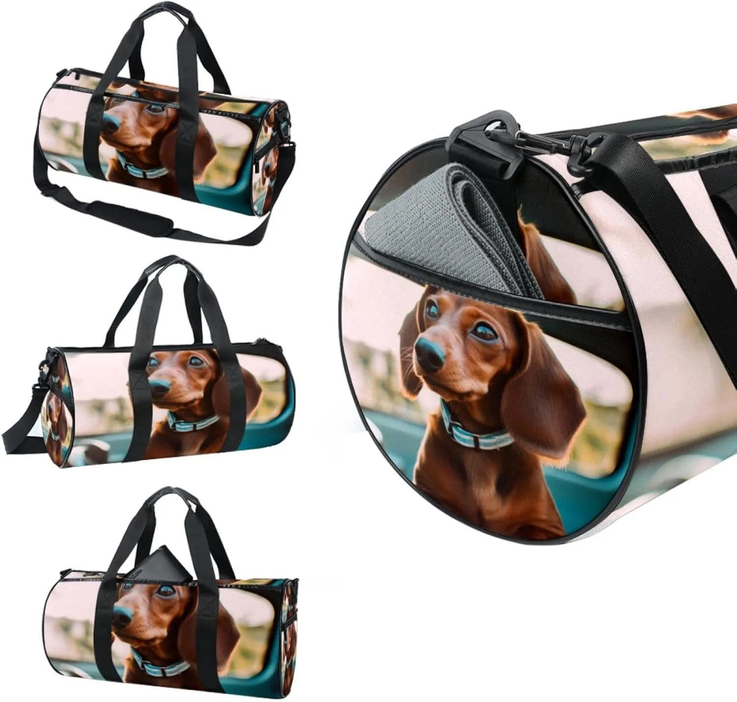 Gym Bags for Women,Duffle Bag for Travel,Brown Dog in the Car,Gym Bag for Men