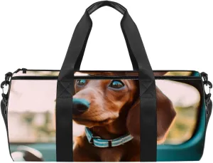Gym Bags for Women,Duffle Bag for Travel,Brown Dog in the Car,Gym Bag for Men