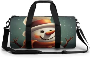 Gym Bags Small Christmas Snowman Duffel Bag Overnight Bag with Shoe Compartment Carryon Bag for Men Women