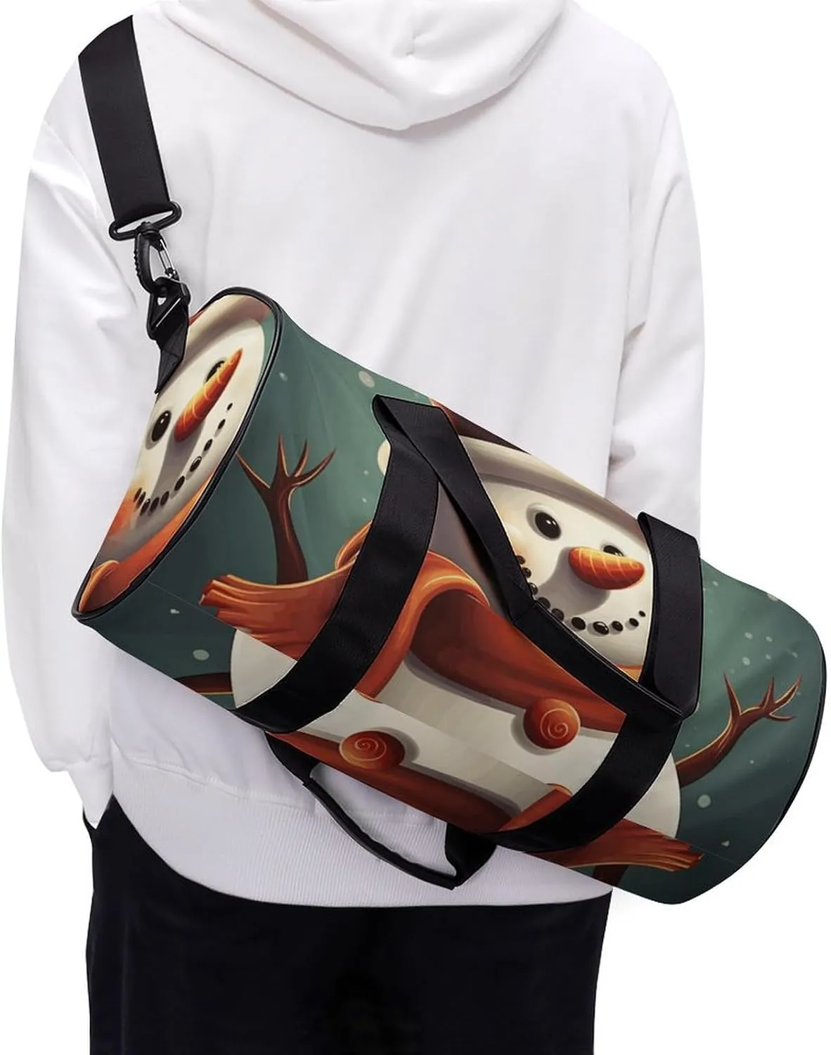 Gym Bags Small Christmas Snowman Duffel Bag Overnight Bag with Shoe Compartment Carryon Bag for Men Women
