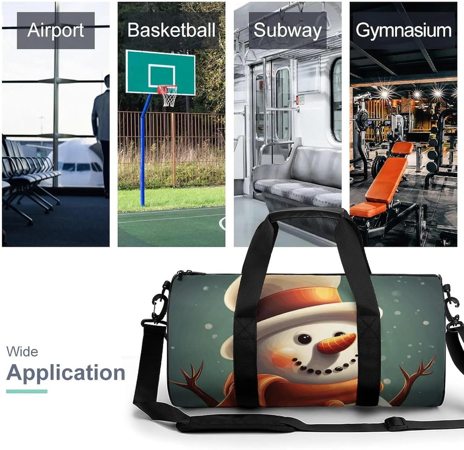 Gym Bags Small Christmas Snowman Duffel Bag Overnight Bag with Shoe Compartment Carryon Bag for Men Women