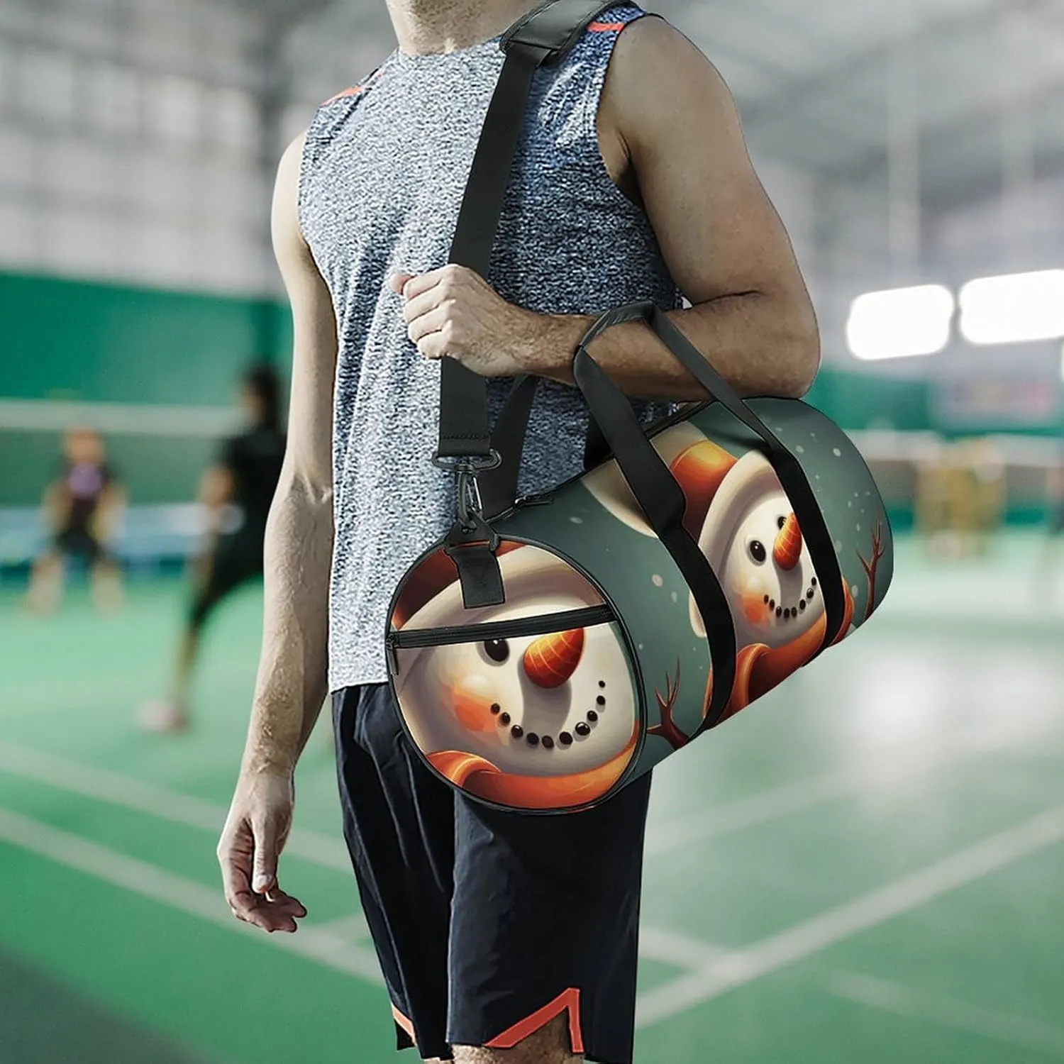 Gym Bags Small Christmas Snowman Duffel Bag Overnight Bag with Shoe Compartment Carryon Bag for Men Women