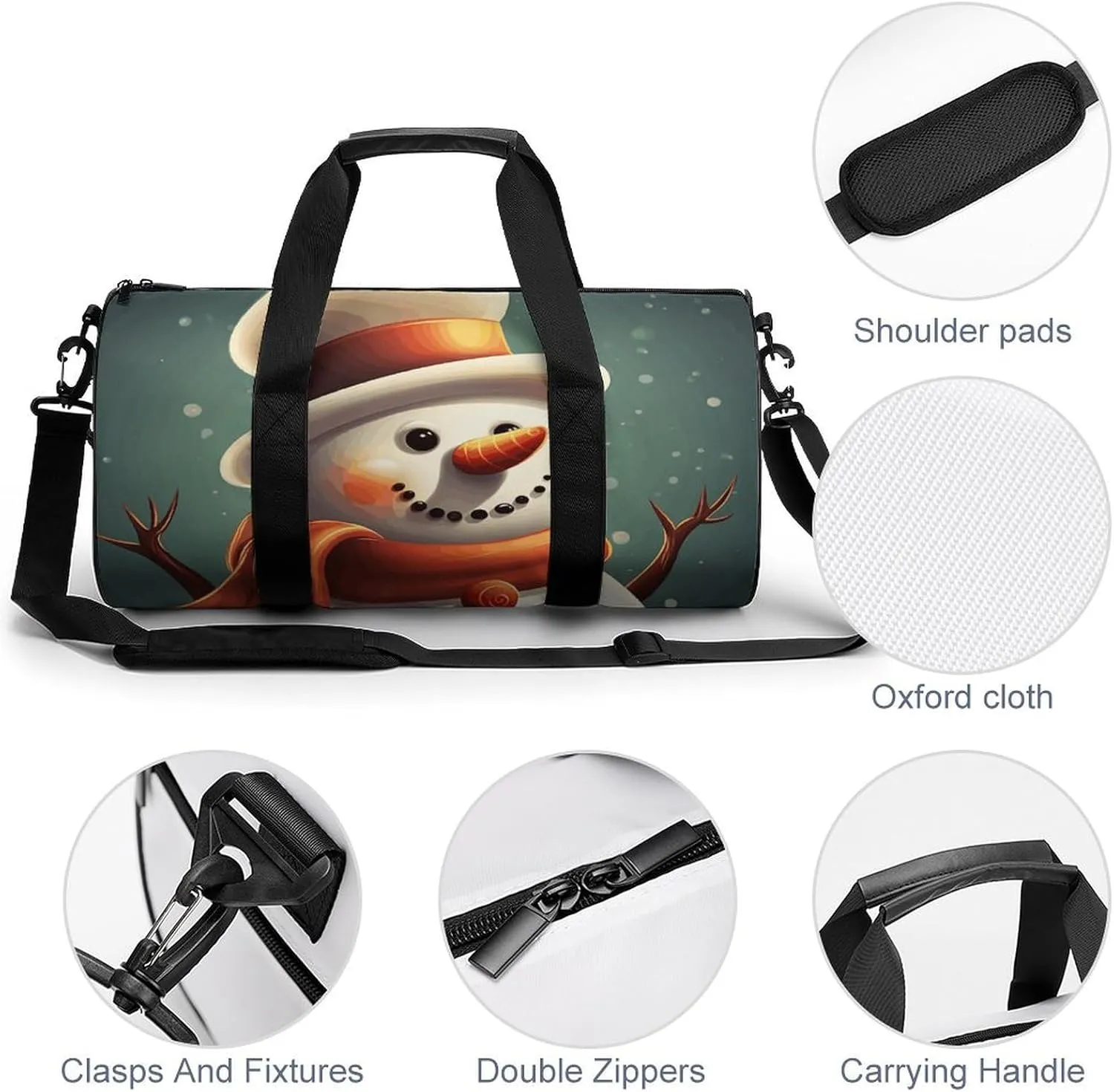 Gym Bags Small Christmas Snowman Duffel Bag Overnight Bag with Shoe Compartment Carryon Bag for Men Women