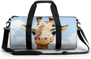 Gym Bags Small Giraffes And Flowers Duffel Bag Overnight Bag with Shoe Compartment Carryon Bag for Men Women