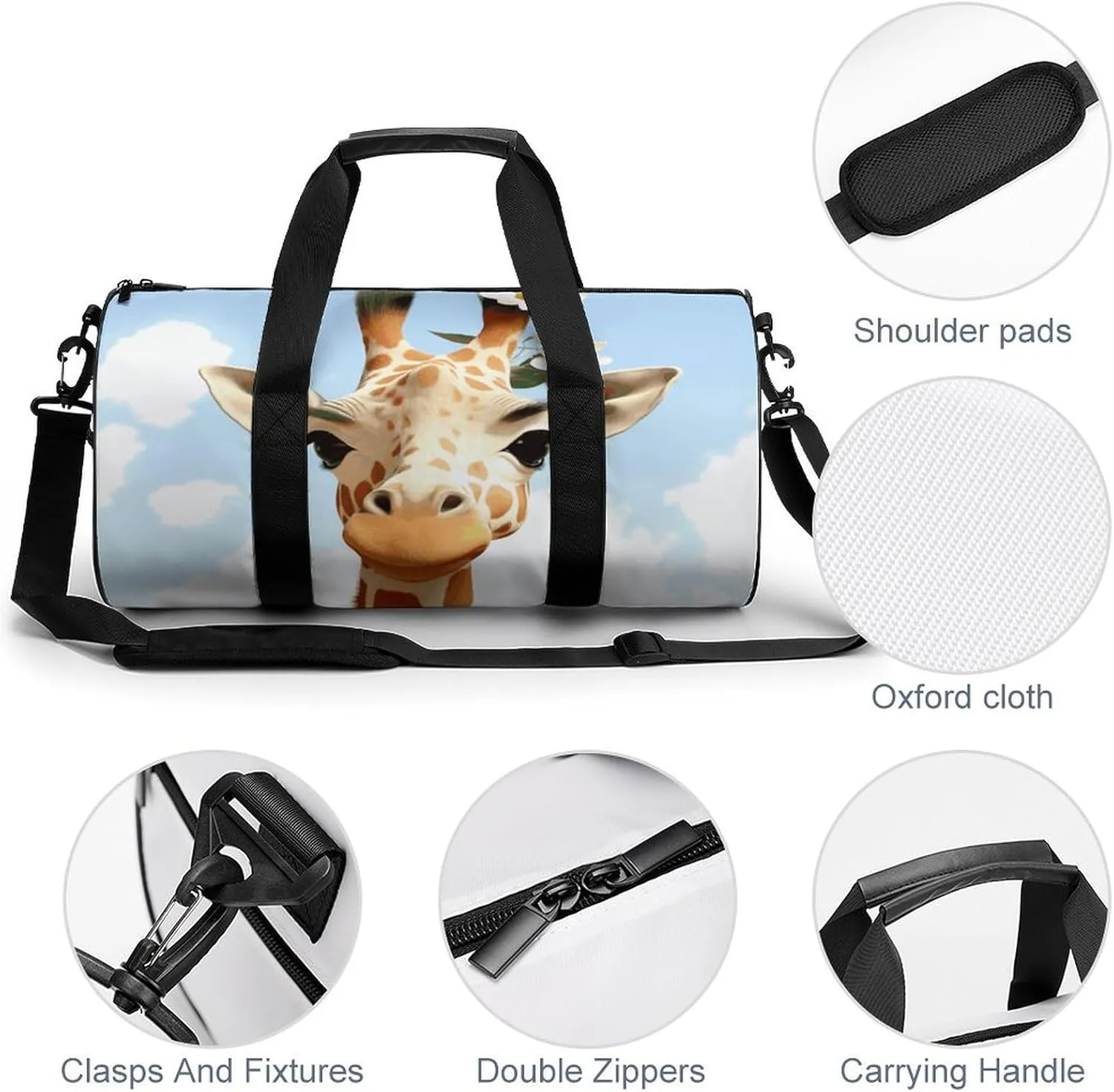 Gym Bags Small Giraffes And Flowers Duffel Bag Overnight Bag with Shoe Compartment Carryon Bag for Men Women