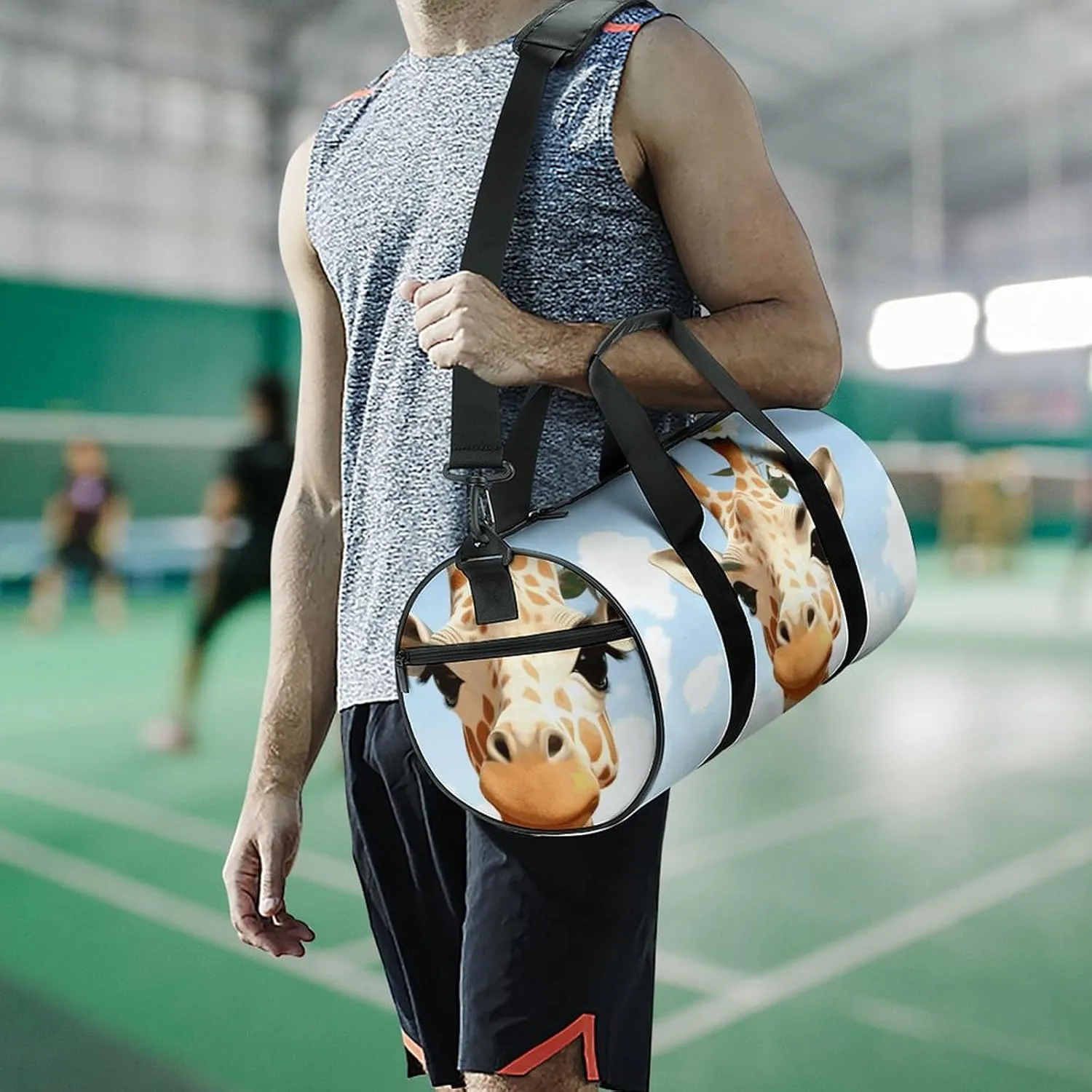 Gym Bags Small Giraffes And Flowers Duffel Bag Overnight Bag with Shoe Compartment Carryon Bag for Men Women