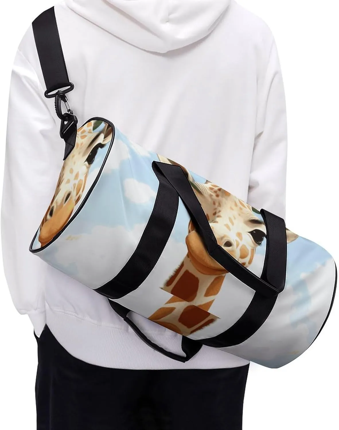 Gym Bags Small Giraffes And Flowers Duffel Bag Overnight Bag with Shoe Compartment Carryon Bag for Men Women