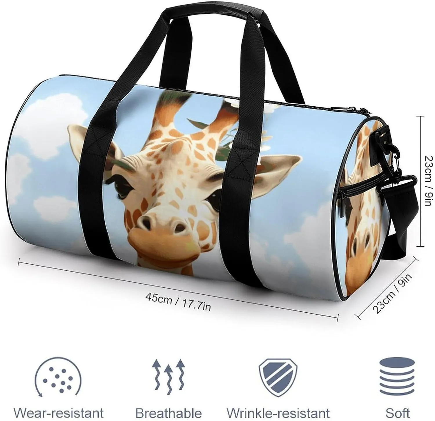 Gym Bags Small Giraffes And Flowers Duffel Bag Overnight Bag with Shoe Compartment Carryon Bag for Men Women
