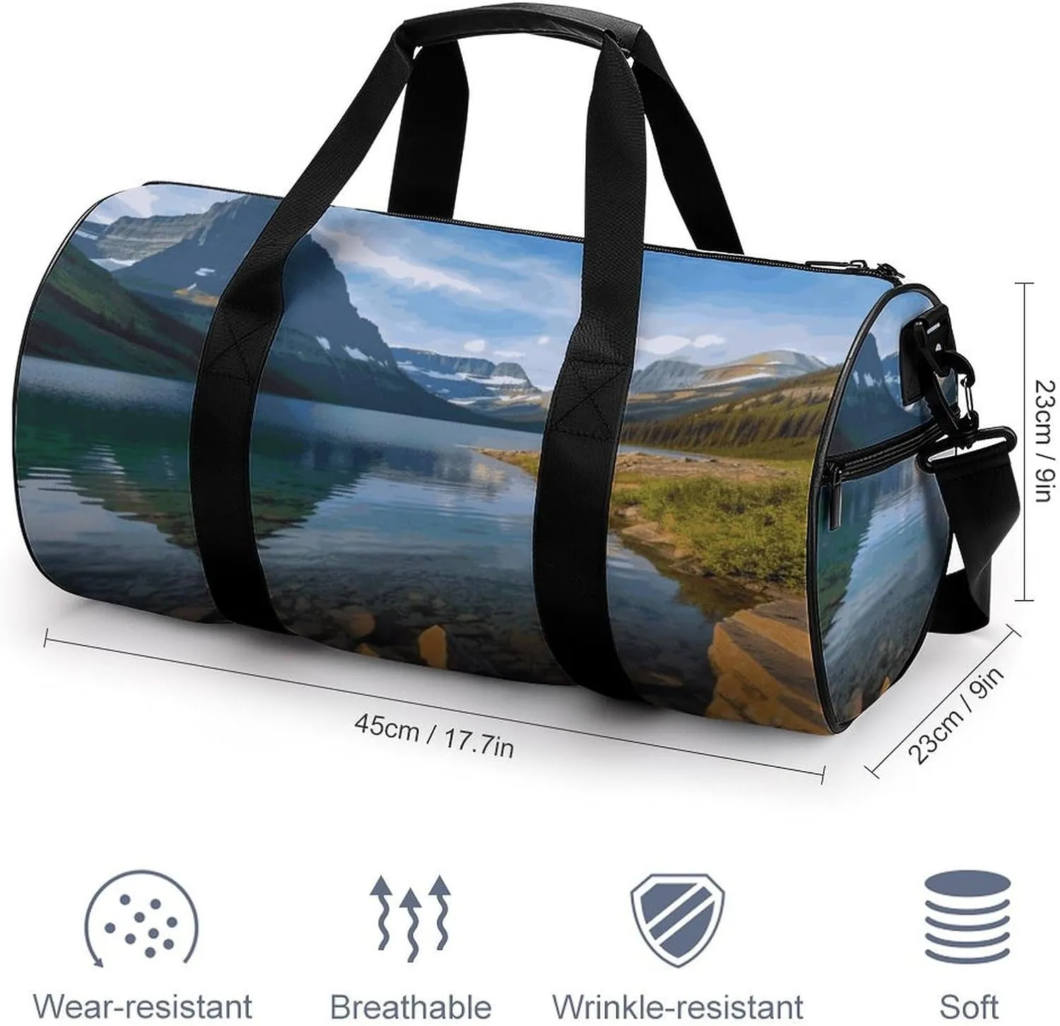 Gym Bags Small Glacier National Park Duffel Bag Overnight Bag with Shoe Compartment Carryon Bag for Men Women