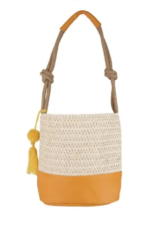 ❤️GYPSY FOX - Faux Straw Summer Bucket Bag by LA Jewelry Plaza
