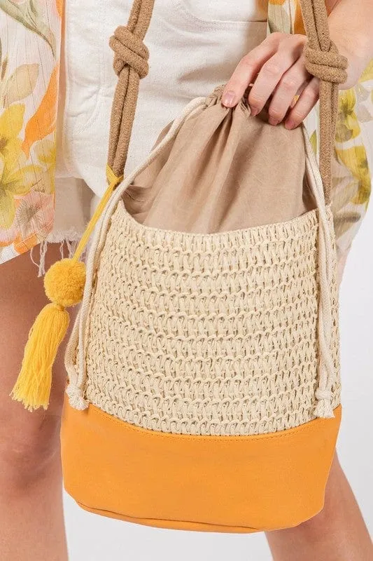 ❤️GYPSY FOX - Faux Straw Summer Bucket Bag by LA Jewelry Plaza