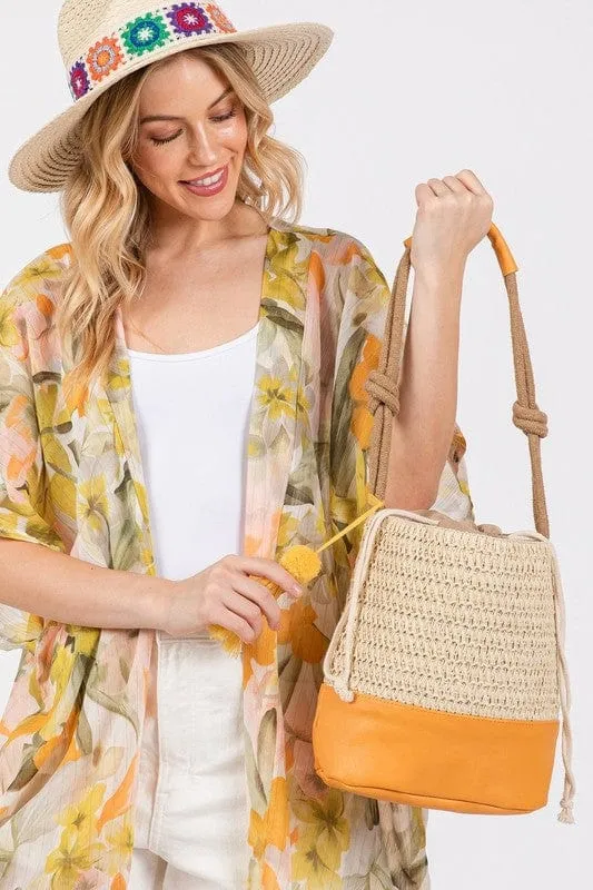 ❤️GYPSY FOX - Faux Straw Summer Bucket Bag by LA Jewelry Plaza