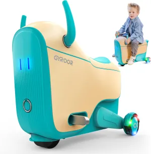Gyroor Ride-On Toys for Kids Age 4-8,2-in-1 Electric Cars with Storage,3 Adjustable Speeds & Flashing LED Wheels, Rechargeable Battery for Indoor,Outdoor & Airplane Travel
