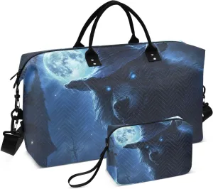 Halloween Wolf Duffel Bag for Travel Gym Sport, Weekender Travel Bags Carry on Overnight Bag