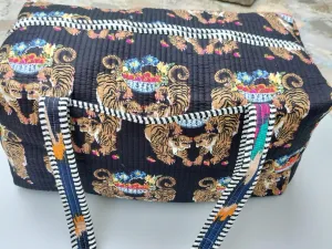 Handmade Indian Pure Cotton Very Beautiful Quilted Duffle Bag Block Printed Multiuse Shopping Carry Duffle Bag.