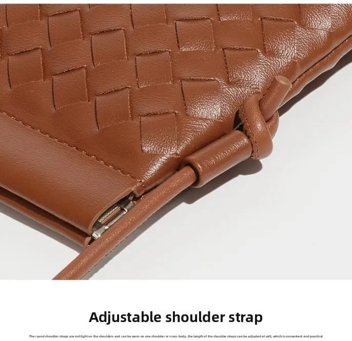 Handwoven PU Leather Phone Crossbody Bag - Stylish and Compact