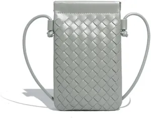Handwoven PU Leather Phone Crossbody Bag - Stylish and Compact