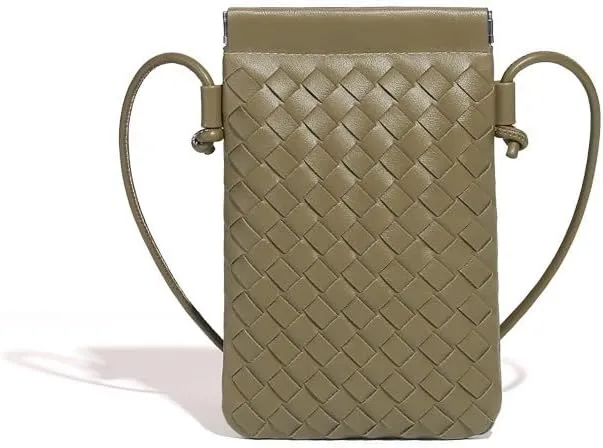 Handwoven PU Leather Phone Crossbody Bag - Stylish and Compact