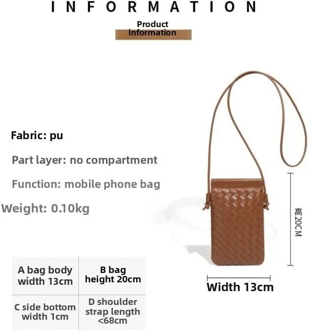 Handwoven PU Leather Phone Crossbody Bag - Stylish and Compact