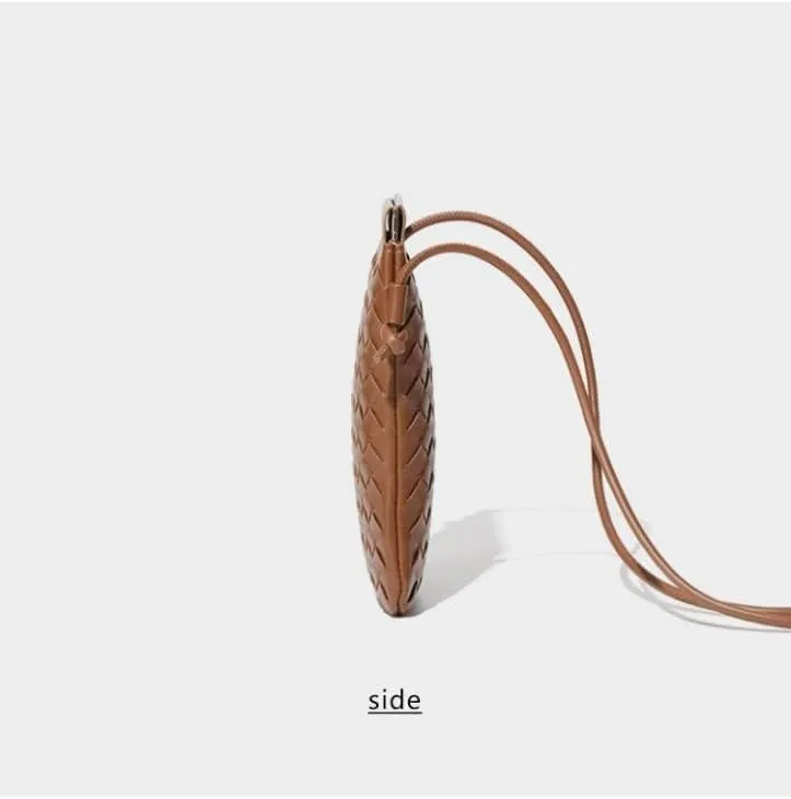 Handwoven PU Leather Phone Crossbody Bag - Stylish and Compact