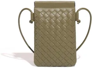 Handwoven PU Leather Phone Crossbody Bag - Stylish and Compact
