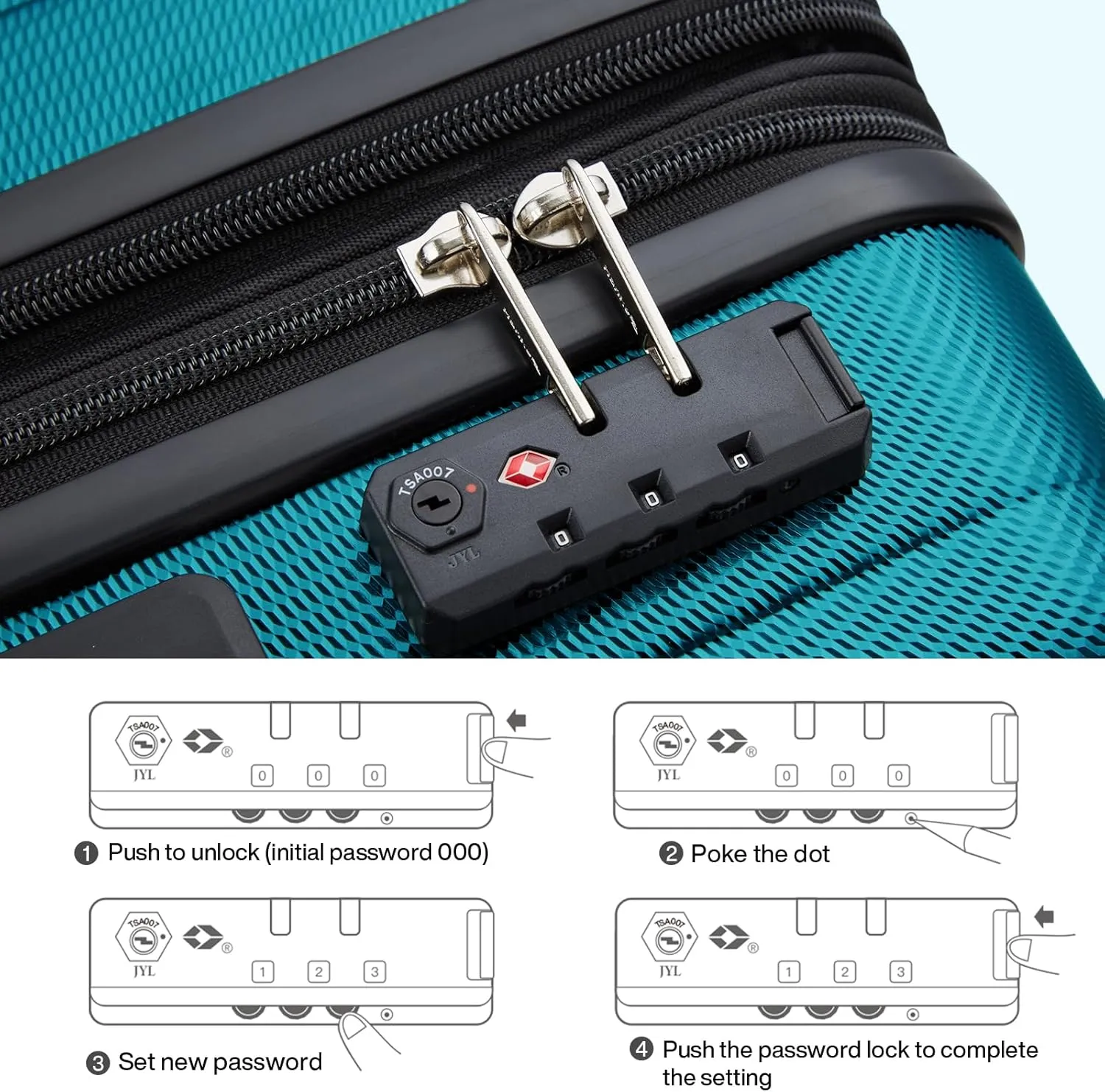 Hanke 24 Inch Expandable Checked Luggage Lightweight PC Hard Case Luggage Suitcases with Wheels Tsa Luggage Rolling Large Suitcase Travel Luggage Bag for Go to University.(Caribbean Blue)