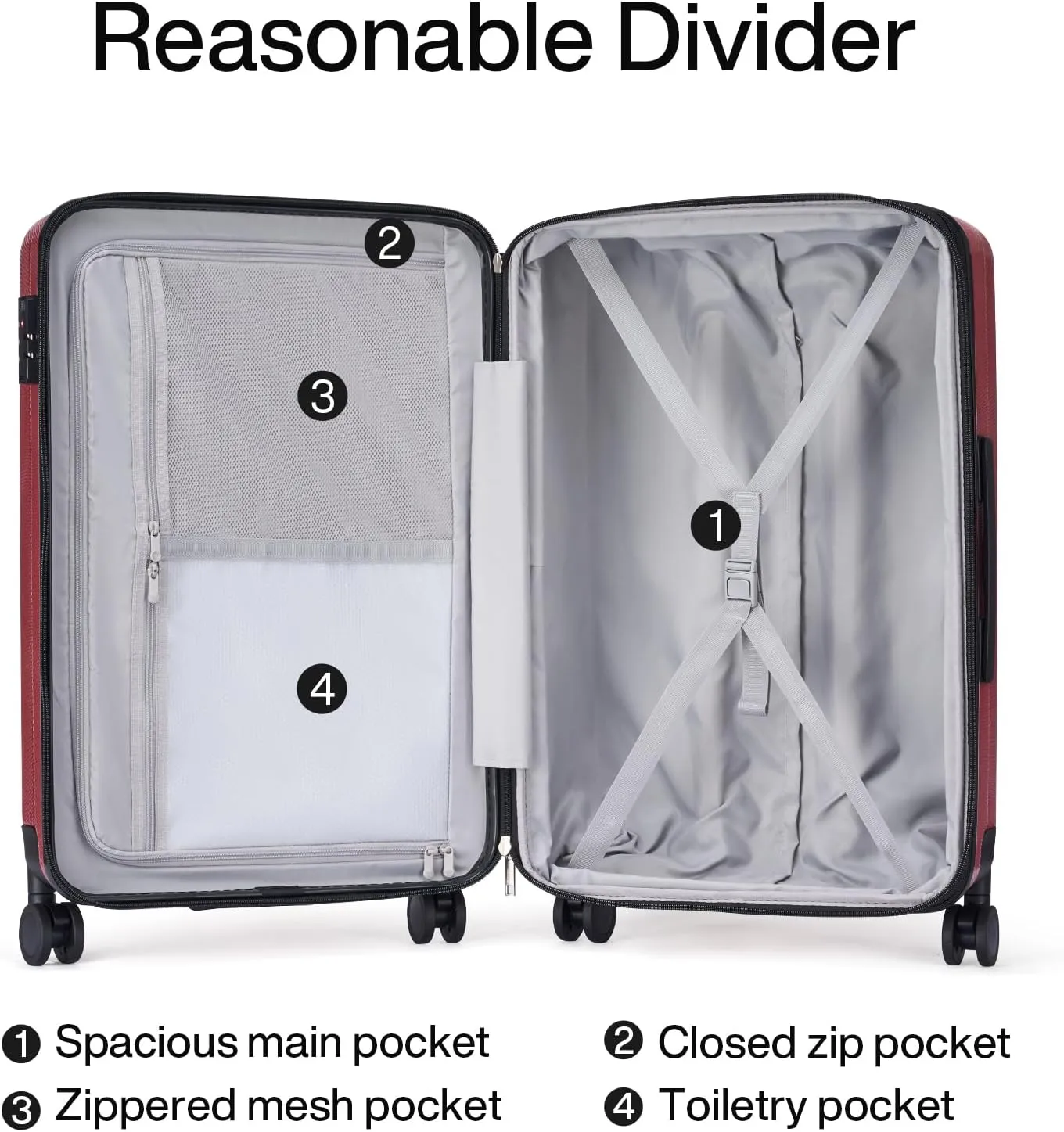 Hanke Expandable Hard Shell Luggage Sets 2 piece Carry on Luggage with Wheels Suitcases Lightweight Checked TSA Luggage Rolling Large Suitcase Travel Luggage Bag Woman Men 20/29 Inch(Burgundy)
