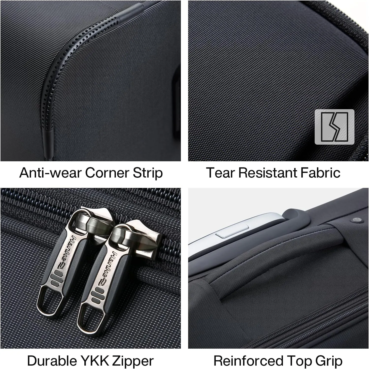 Hanke Softside Expandable 20 Inch Carry On Luggage with Wheels Airline Approved, TSA Luggage Lightweight Rolling Suitcases for Travel Carry On Bag(Black)
