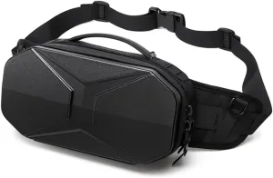 Hard Shell Fanny Pack for Men Women Tactical Waist bag Bum Bag with Adjustable Belt for Traveling Outdoor Fishing Hiking Cycling Workout Casual Black