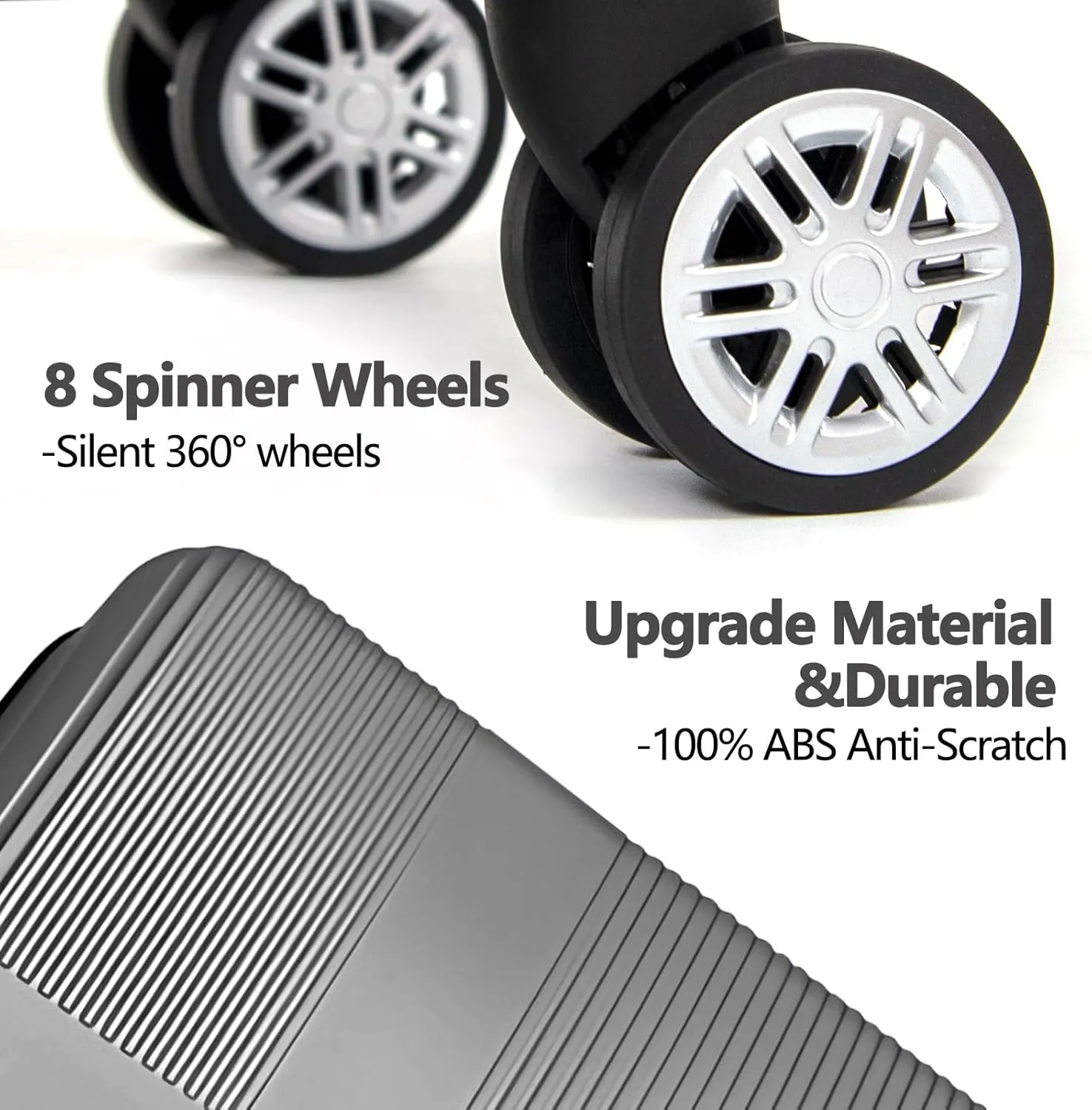 Hardshell Luggage Sets 3 Piece,Lightweight Luggage sets with Spinner Wheels,Travel Rolling Suitcase Clearance with TSA Lock for Women Men,Orange(20/24/28inch) (Silver Grey, Checked-Medium 24-Inch)