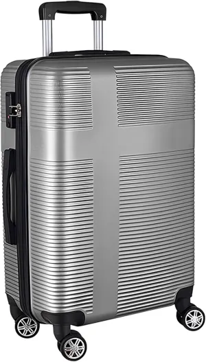 Hardshell Luggage Sets 3 Piece,Lightweight Luggage sets with Spinner Wheels,Travel Rolling Suitcase Clearance with TSA Lock for Women Men,Orange(20/24/28inch) (Silver Grey, Checked-Medium 24-Inch)