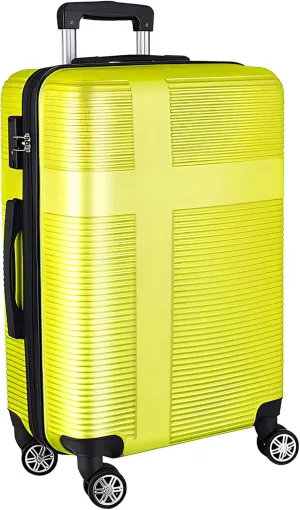 Hardshell Luggage Sets 3 Piece,Lightweight Luggage sets with Spinner Wheels,Travel Rolling Suitcase Clearance with TSA Lock for Women Men,Orange(20/24/28inch) (Yellow, Checked-Medium 24-Inch)