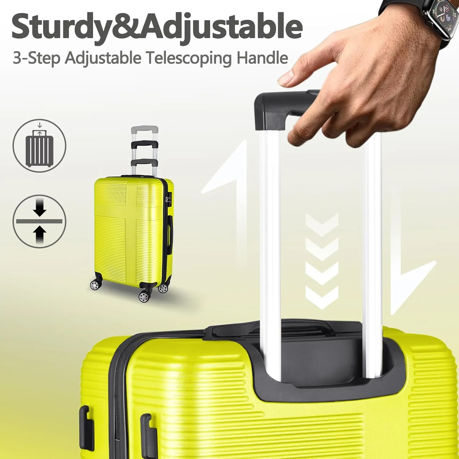 Hardshell Luggage Sets 3 Piece,Lightweight Luggage sets with Spinner Wheels,Travel Rolling Suitcase Clearance with TSA Lock for Women Men,Orange(20/24/28inch) (Yellow, Checked-Medium 24-Inch)