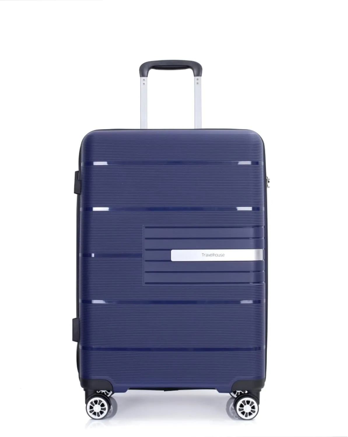 Hardshell Suitcase Double Spinner Wheels PP Luggage Sets Lightweight Durable Suitcase with Lock,3-Piece Set (20/24/28) (Navy   Polypropylene)