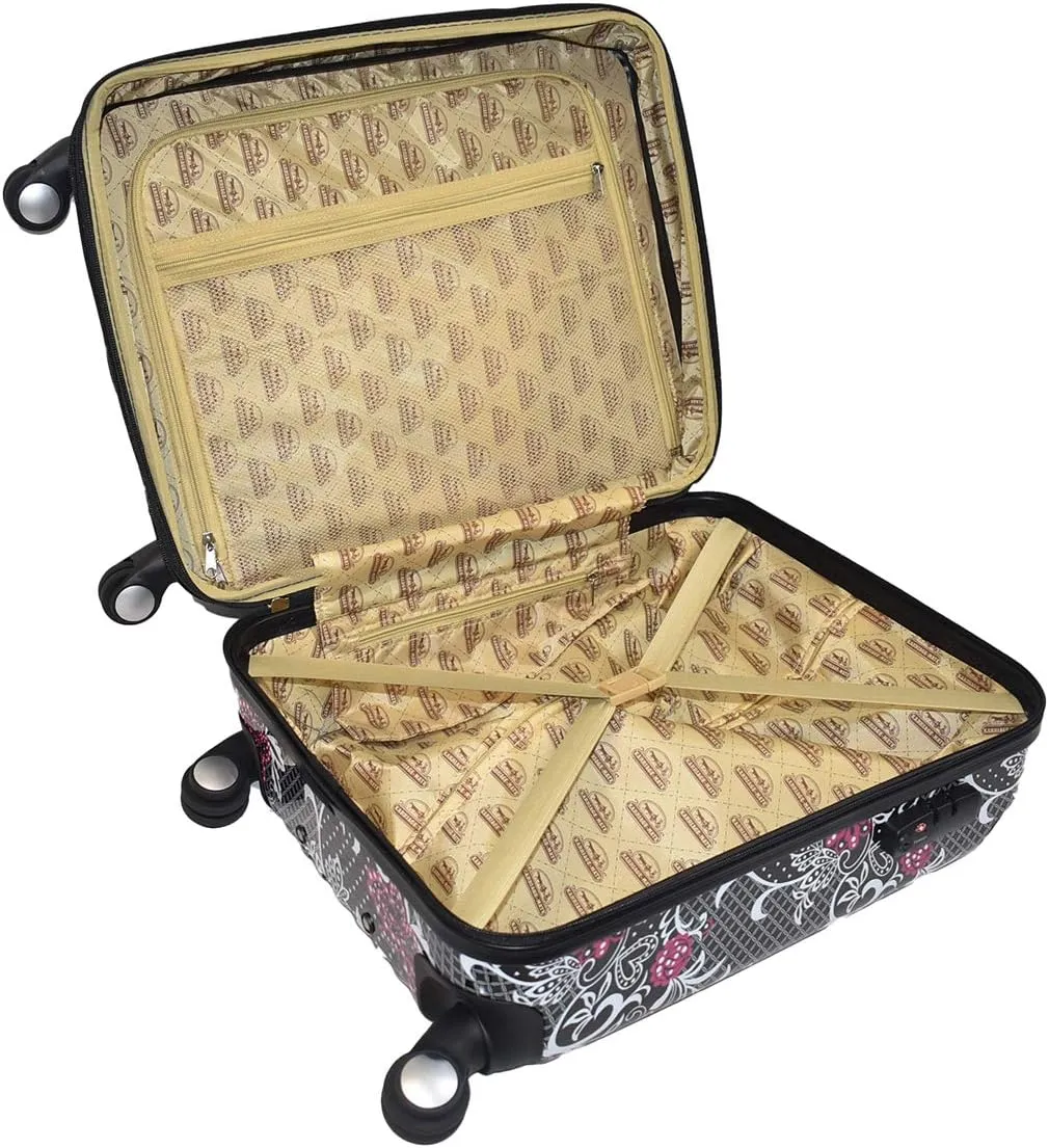 Hardside Carry-On Expandable Luggage with Spinner Wheels, TSA Lock (Paisley and Butterfly)
